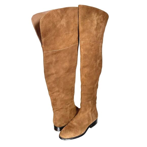 J. Crew | Women | Rich Walnut Over The Knee Suede Leather Riding Boots | Size 5 - Picture 1 of 12